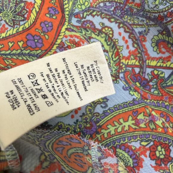 L'Agence Pixie Bohemian Blouse Womens Small Paisley Long Sleeve Boho Cinch Tie - Picture 10 of 11